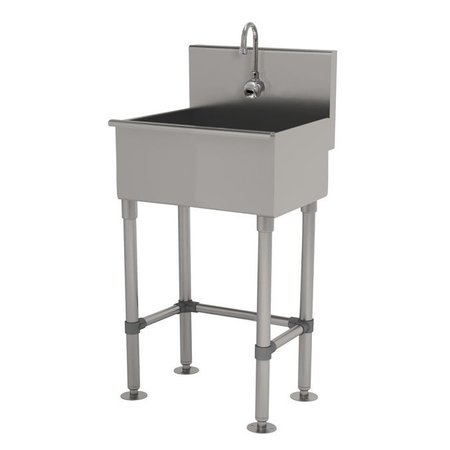 ADVANCE TABCO 22x19.5 16 Ga. 304 SS Floor Mt Square Corner Svc Sink, Electric Faucet WSS-16-25EF-FM